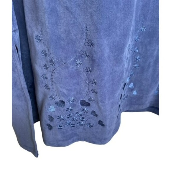 Mary McFadden Women’s 2X Sueded Blue Embroidered Modest Jumper Dress EUC - Picture 3 of 4